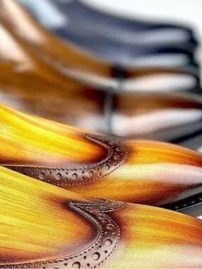 Classic Leather Wingtip Oxford in Golden Yellow and Brown